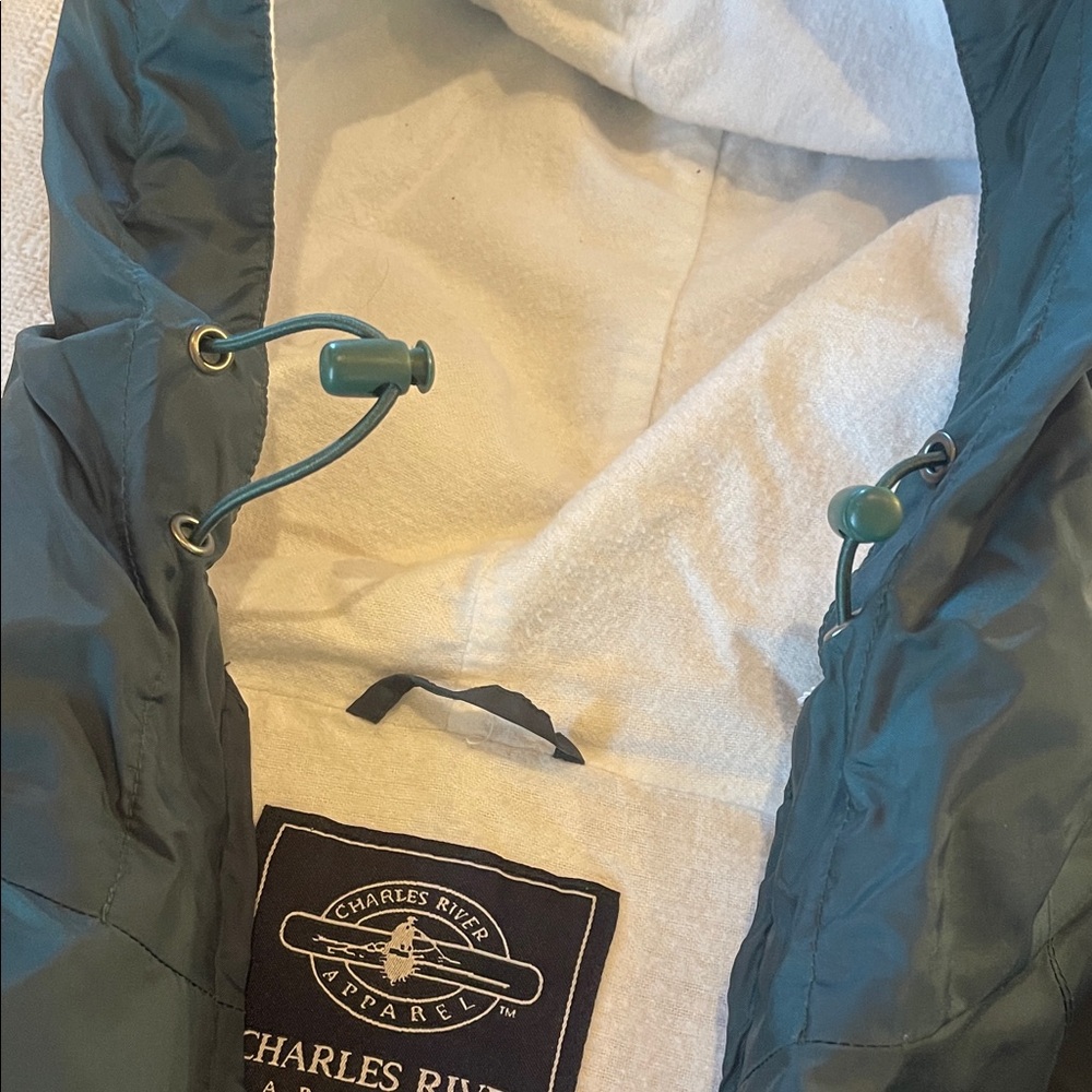 Unisex Dark Green Hooded Pullover Windbreaker Jacket. Sz L. - Picture 13 of 15